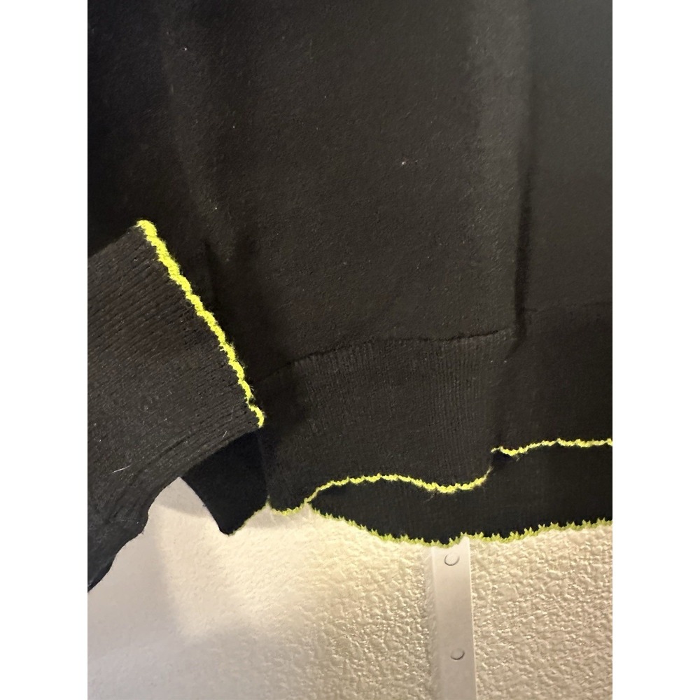 Stitches + Stripes Womens XS Black Cropped Hoodie Sweater Neon Trim NWT - Picture 4 of 7